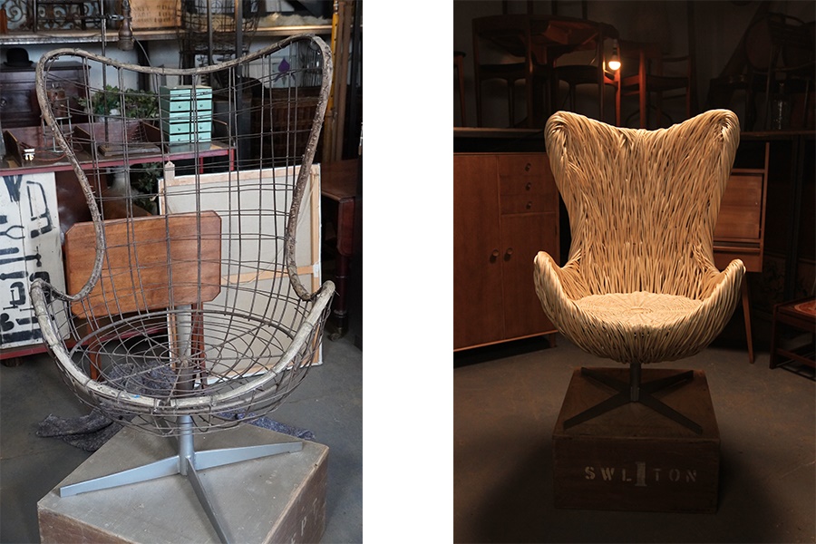 A wicker egg chair after Arne Jacobsen for Fritz Hansen, 20th century and later, 82cm wide 82cm deep 114cm high (£600-800)